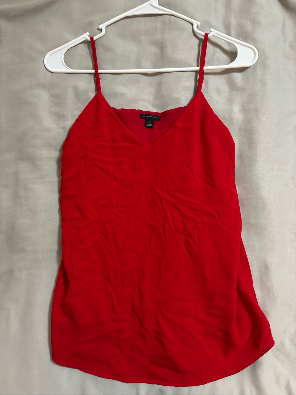 Ann Taylor Red V-Neck Spaghetti-Strap Cami